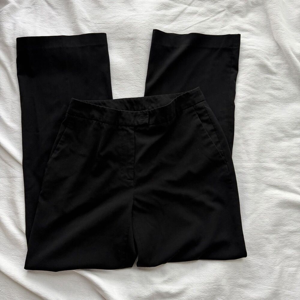 August Silk Women's Black Dress Pants Straight Leg Polyester Rayon Spandex Stre…